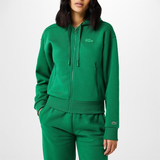 Women's Lacoste Essential Zip Hoodie in Green CNQ - Image 4