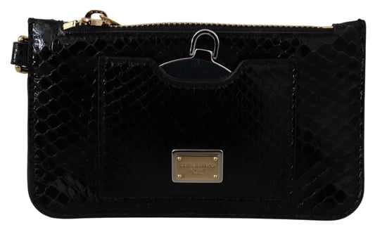 Dolce & Gabbana Black Leather Coin Purse Wristlet Mirror Agnese Wallet - Image 1