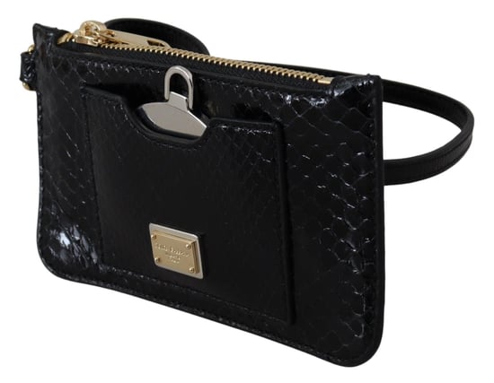 Dolce & Gabbana Black Leather Coin Purse Wristlet Mirror Agnese Wallet - Image 2