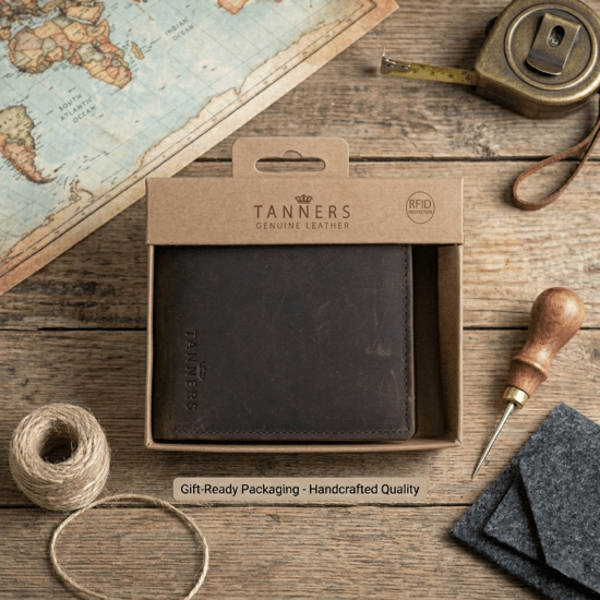 Men’s Genuine Leather RFID Wallet with Coin Pocket and ID Window, Vintage Brown - Image 2