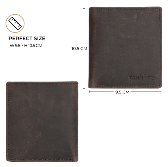 Men’s Genuine Leather RFID Wallet with Coin Pocket and ID Window, Vintage Brown - Image 6