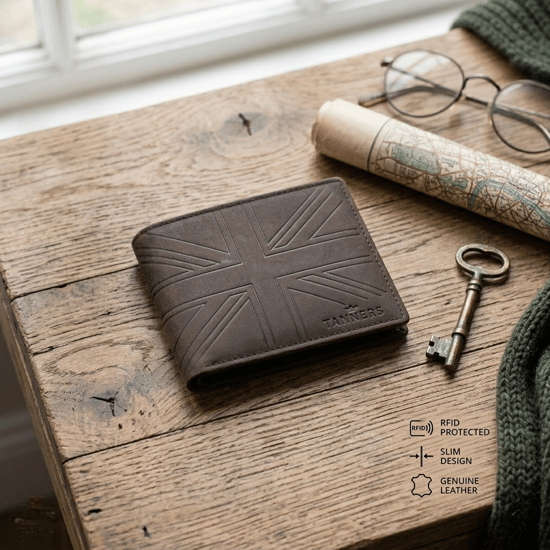 Men’s Genuine Leather RFID Bifold Wallet, Brown Waxed Hunter Finish - Image 5