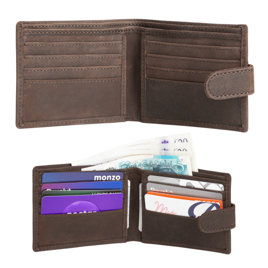 Men’s RFID Genuine Leather Bifold Wallet,Brown Leather Card Holder - Image 3