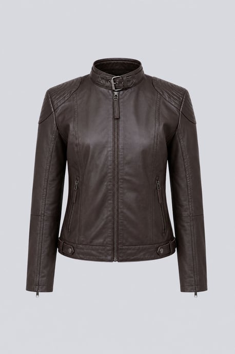 Anette Leather Jacket in Chocolate - Image 2