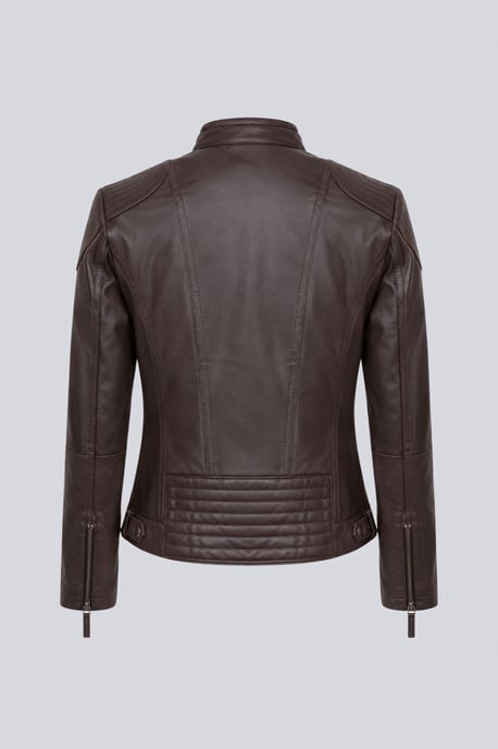 Anette Leather Jacket in Chocolate - Image 3