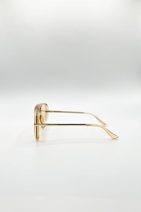Bold Aviator Metal Arm Sunglasses In Champagne In Champagne - Image 3