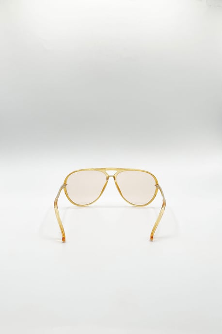 Bold Aviator Metal Arm Sunglasses In Champagne In Champagne - Image 4