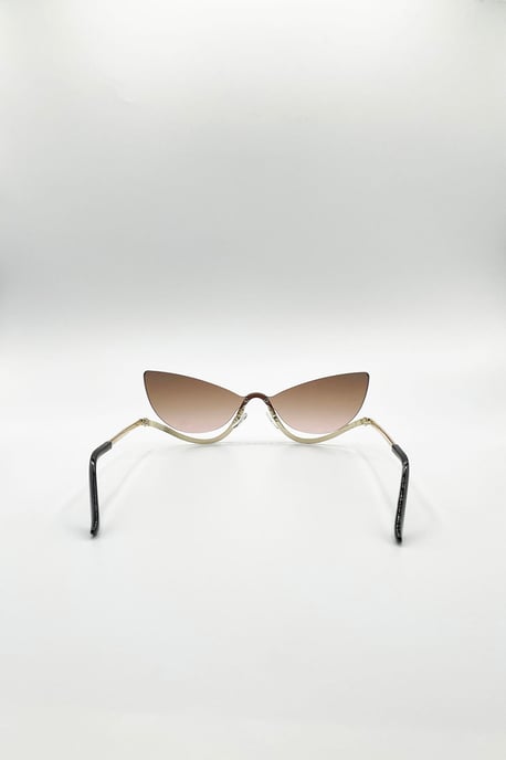 Butterfly Dimante Rimless Sunglasses In Brown - Image 4