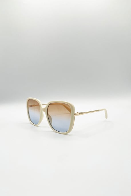 Oversized Square Sunglasses In Beige - Image 2