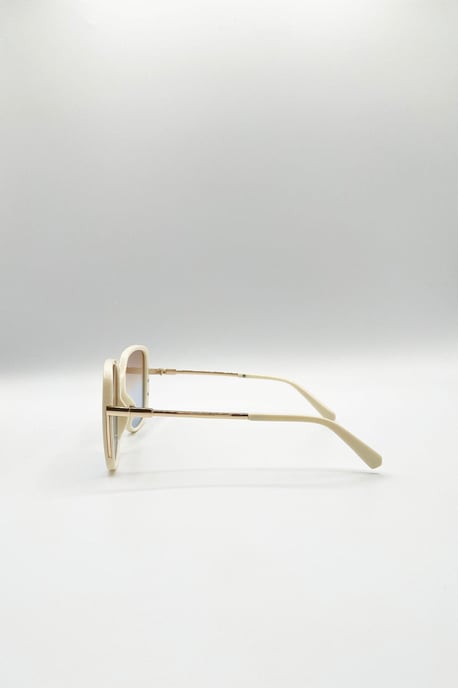 Oversized Square Sunglasses In Beige - Image 3