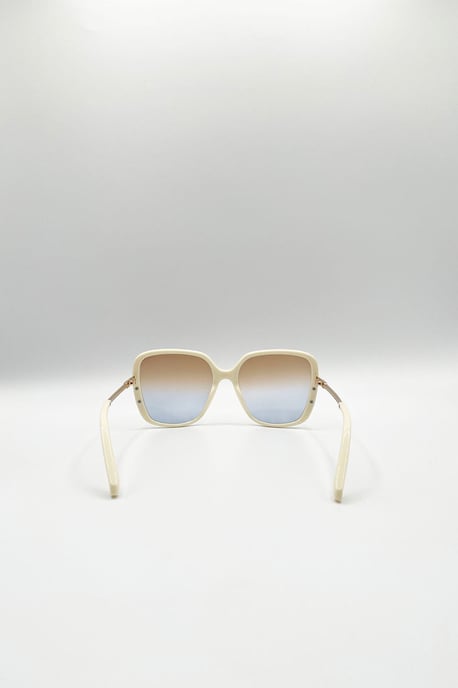 Oversized Square Sunglasses In Beige - Image 4