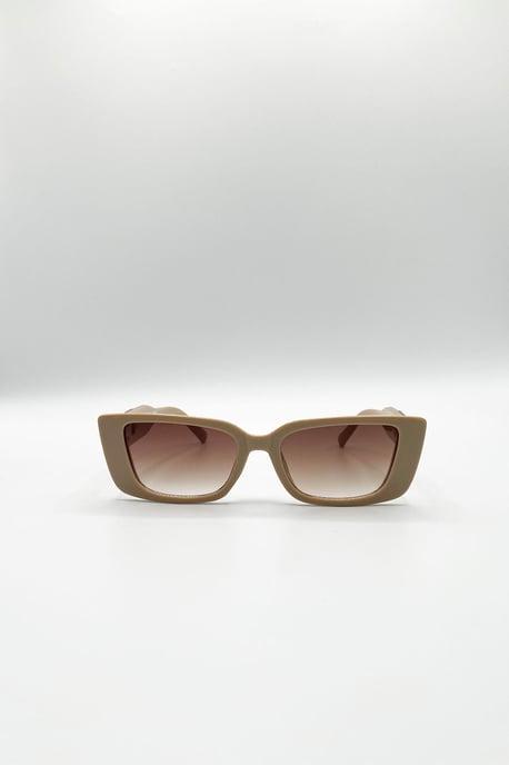 Rectangle Cateye Side Detail Sunglasses In Khaki - Image 1