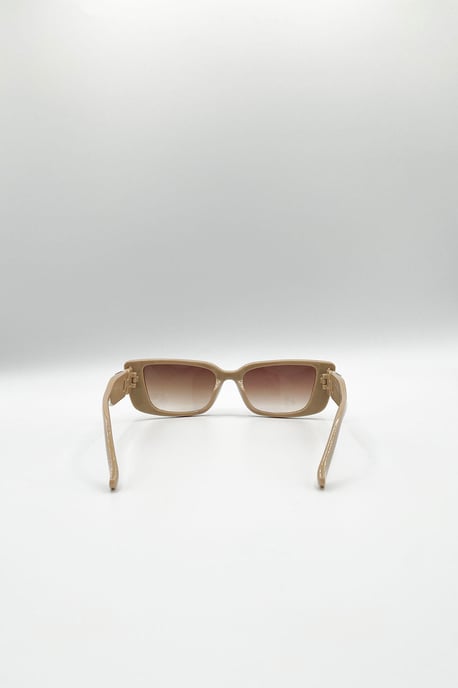 Rectangle Cateye Side Detail Sunglasses In Khaki - Image 4