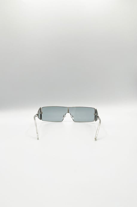 Retangle Flattop Metal Sunglasses In Black - Image 4
