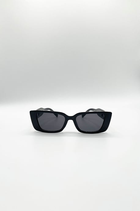 Rectangle Cateye Side Detail Sunglasses In Black/Gold - Image 1
