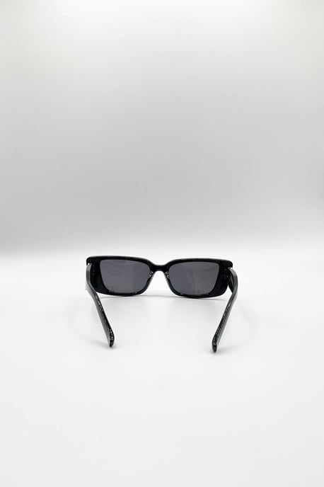 Rectangle Cateye Side Detail Sunglasses In Black/Gold - Image 4