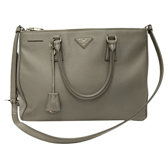 Prada Medium Galleria Double Zip Tote Bag in Grijze Saffiano Leren - Image 1