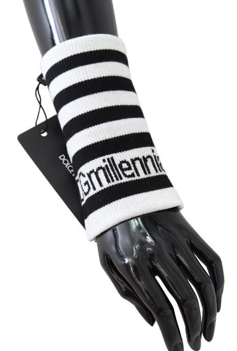 Dolce & Gabbana Svart Vit Ull DGMillennials Armband Wrap - Image 5