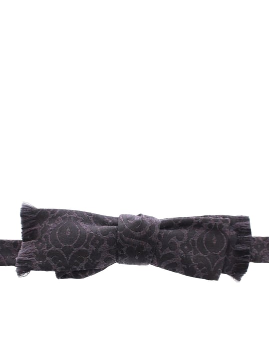 Dolce & Gabbana Gray Black Wool Silk Bow Tie - Image 2