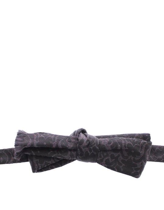 Dolce & Gabbana Gray Black Wool Silk Bow Tie - Image 3