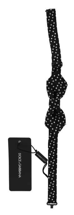 Dolce & Gabbana Black Polka Dots Silk Adjustable Neck Papillon Men Bow Tie - Image 2
