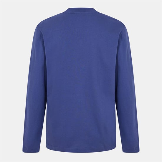 Men's Off White Crew Neck Long Sleeve Regular Fit T-Shirt in Dark Blue-White - Image 2