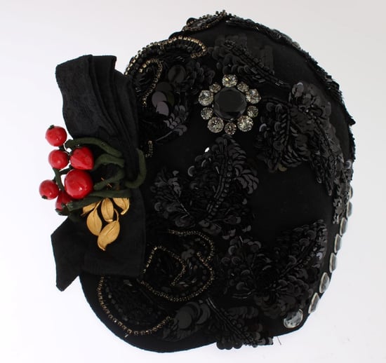 Dolce & Gabbana Elegant Svart Crystal-Prydd Cloche Damhatt - Image 4