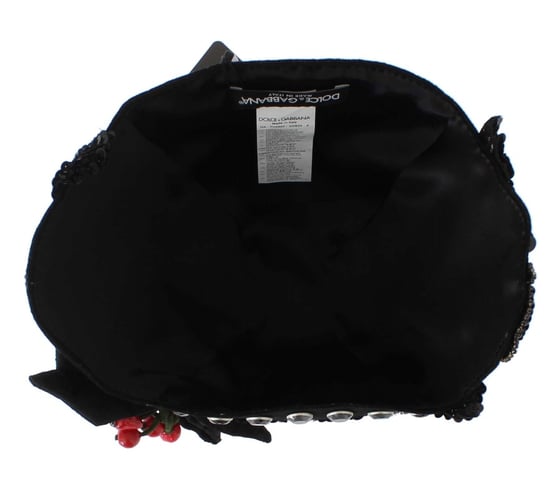 Dolce & Gabbana Elegant Svart Crystal-Prydd Cloche Damhatt - Image 5
