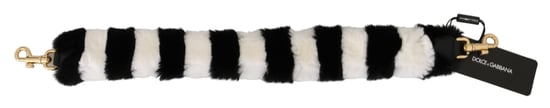 Dolce & Gabbana Black White Lapin Fur Accessoire schouder damesriem - Image 3