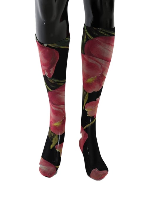 Dolce & Gabbana Multicolor Bloemen Tulpen Nylon Sokken - Image 2