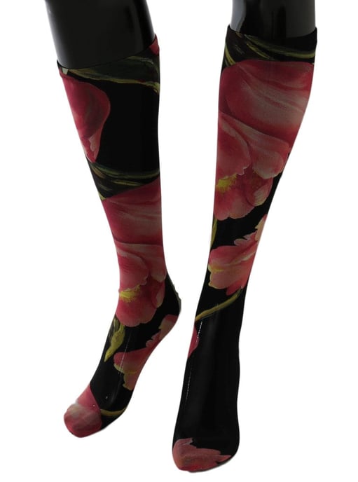 Dolce & Gabbana Multicolor Bloemen Tulpen Nylon Sokken - Image 3