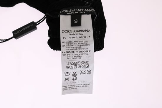 Dolce & Gabbana Svarta Stickade Blommiga Klara Kristallsockor - Image 6