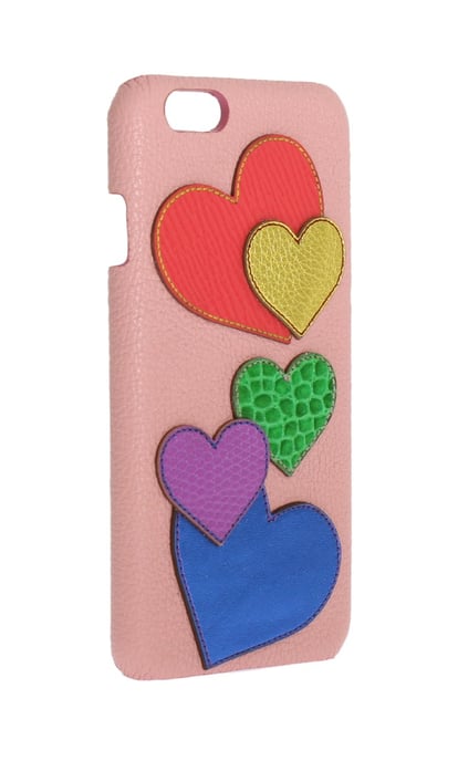 Dolce & Gabbana Chic Roze Leren Telefoonhoes voor Vrouwen met Hartversiering - Image 2