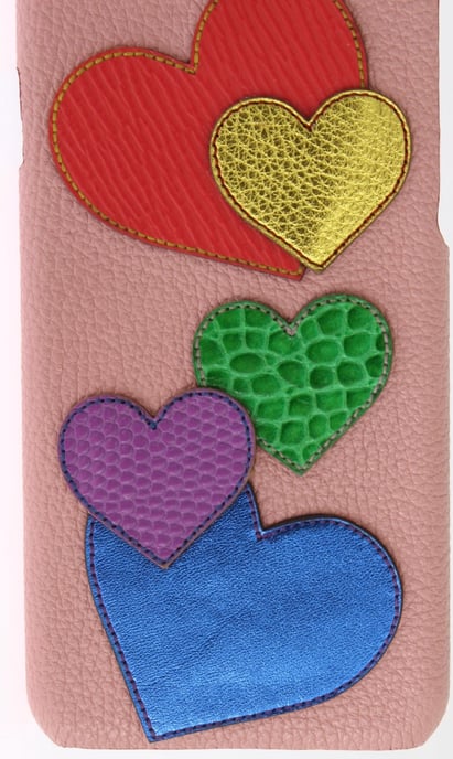 Dolce & Gabbana Chic Roze Leren Telefoonhoes voor Vrouwen met Hartversiering - Image 5