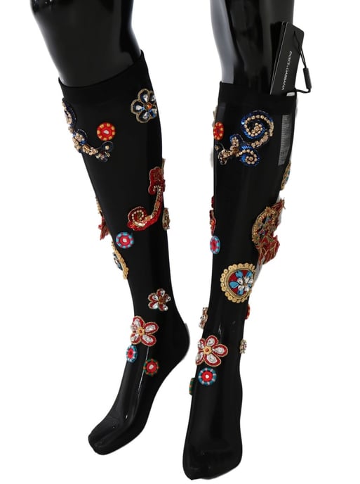 Dolce & Gabbana Elegant Dekorerade Kristallstrumpor för Damer - Image 2