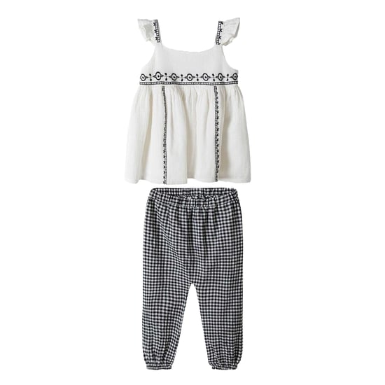 Minoti Geborduurde top & zwembroek meisjes Gingham (Wit/zwart) - Image 1