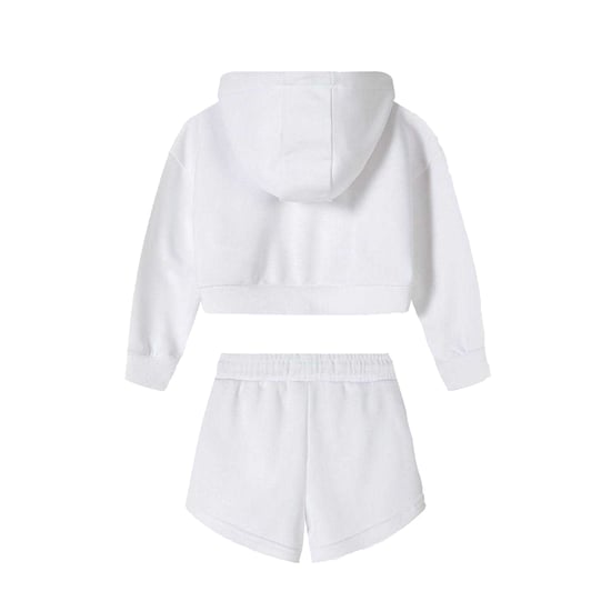 Minoti Sweatshirt en korte broek voor meisjes met rits (Wit) - Image 2