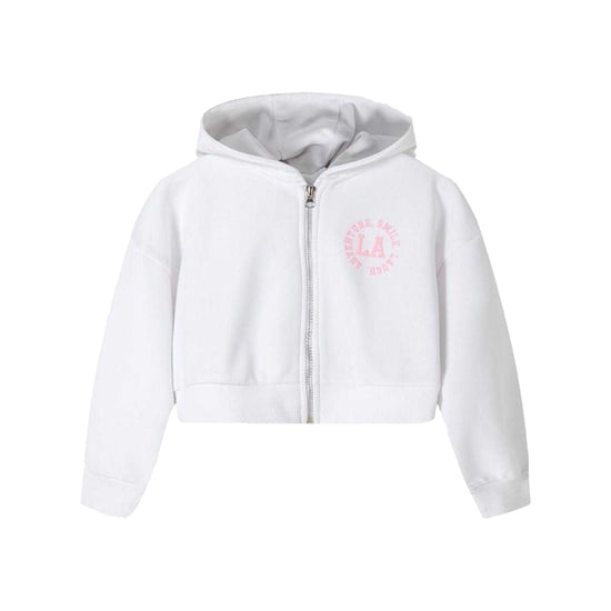 Minoti Sweatshirt en korte broek voor meisjes met rits (Wit) - Image 3
