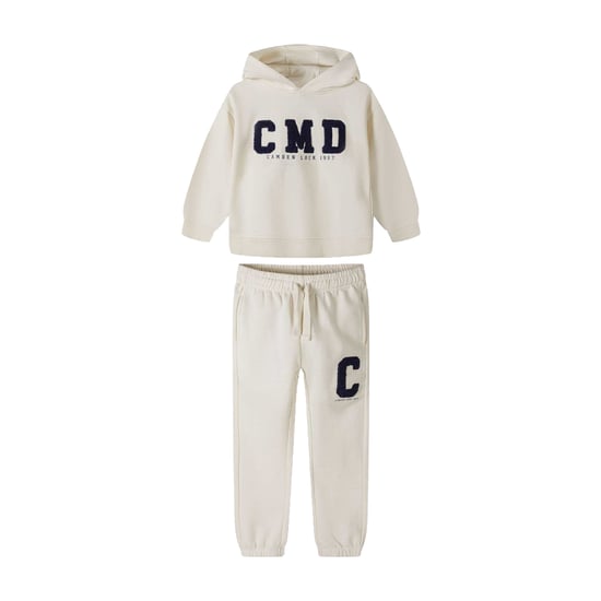 Minoti Jongens Geborduurde Bouclé Hoodie en Joggers Set (Crème) - Image 1