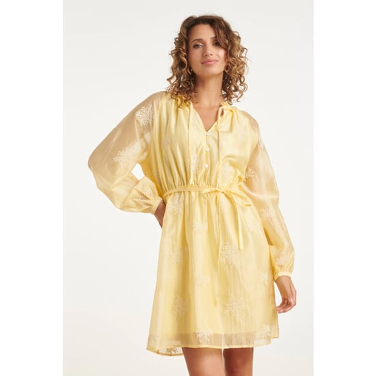 Smashed Lemon Romantische kortejurk met ruches en taillekoord | - Image 2