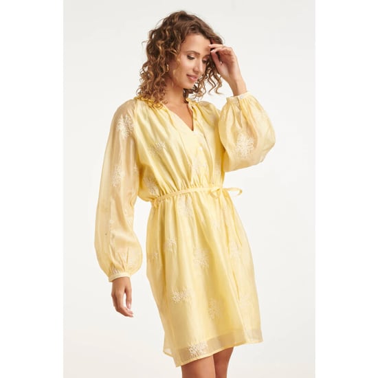 Smashed Lemon Romantische kortejurk met ruches en taillekoord | - Image 3