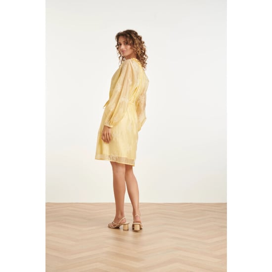 Smashed Lemon Romantische kortejurk met ruches en taillekoord | - Image 5