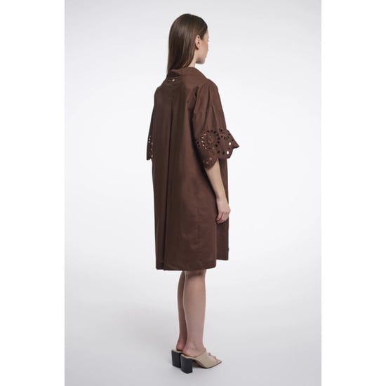 Rino & Pelle Ceylinregular.7002624 regular length wide dress with sleeve detail dark brown - Image 4