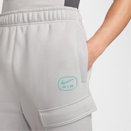 Men's Nike NSW SW AIR CARGO PANT FLC BB in Grey/White - Image 4