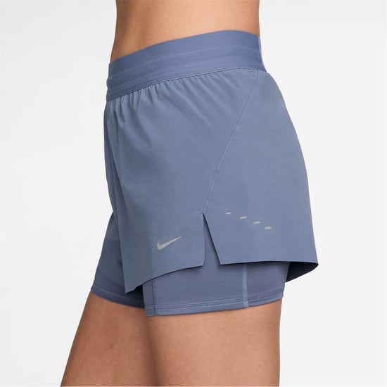 Women's Nike Fit Swift Mid Rise 3 2 In 1 Shorts in World Indigo - Image 3