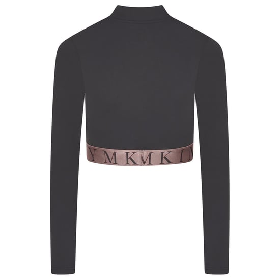 Women's Gym King Impact Zip Crop Top in Slate/Peach - Image 5