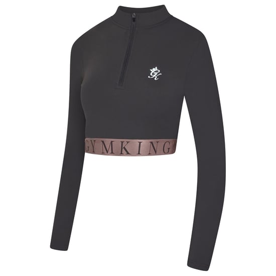 Women's Gym King Impact Zip Crop Top in Slate/Peach - Image 6