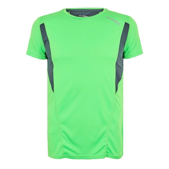 Men's Diadora Crew Neck Short Sleeve Jersey Competition T-Shirt in Green Fluo - Image 1