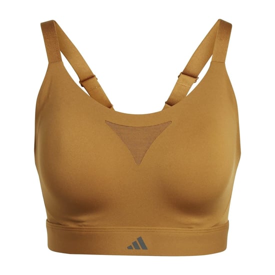 Women's adidas Hiit Scoop Neck Compression Fit Bra in bronze strata - Image 1