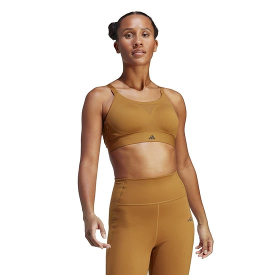 Women's adidas Hiit Scoop Neck Compression Fit Bra in bronze strata - Image 3